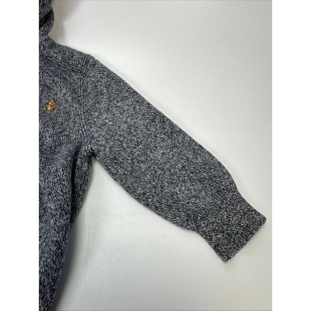 Baby Gap 6-12 Month Zip Blue Hoodie Sweatshirt Bear Logo Pockets 100% Cotton